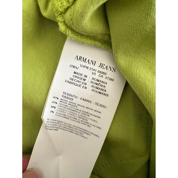 $215 NWT Armani Jeans Women's Lime Green Pants Stretch Skinny Leg Low Rise Sz 27 - Picture 10 of 10